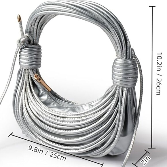 Knotted Noodle Bag HOBO Handbag Faux Leather New Unique Design Shoulder Bag - Picture 7 of 8